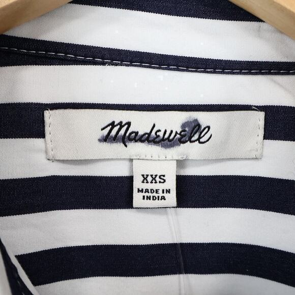 Madewell Easy V-Neck Button Up Shirt Dark Midnight Stripe Size XXS NWT - Picture 4 of 8